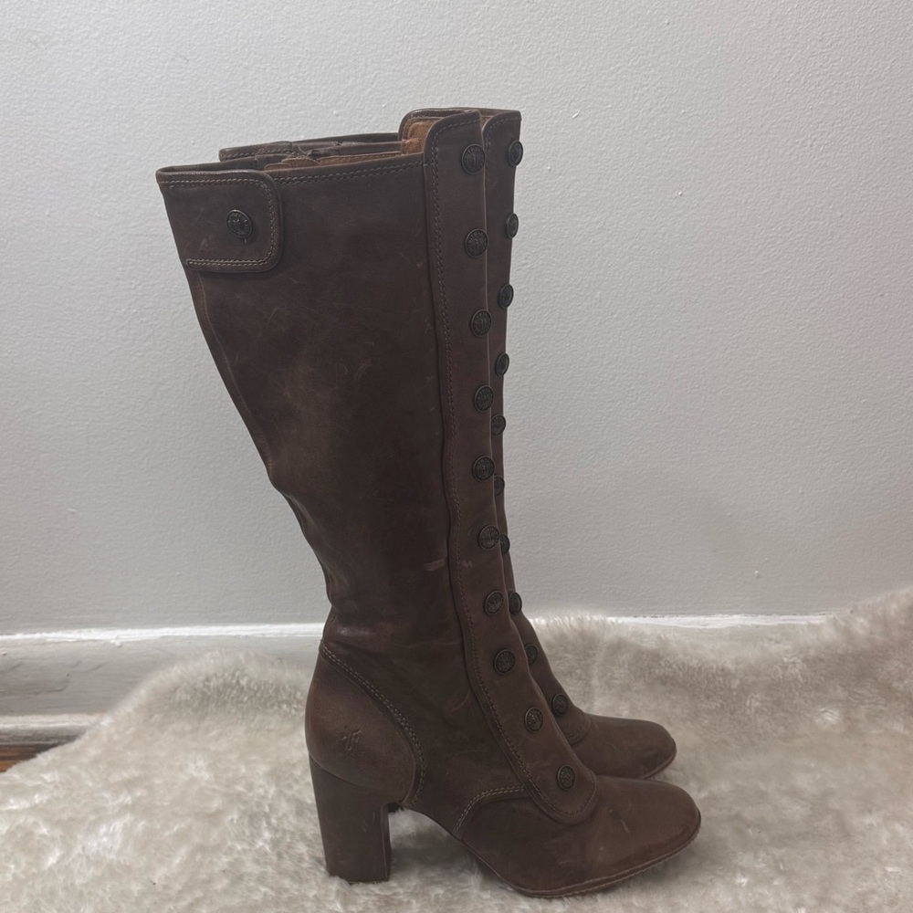 Frye Adrienne Button Boots Rustic Brown Tall Leather Vintage Victorian Sz 10M - Picture 6 of 14